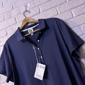 FJ FootJoy Shirt Women's 2XL Lightweight Golf Polo Short Sleeve Wicking Sky Blue